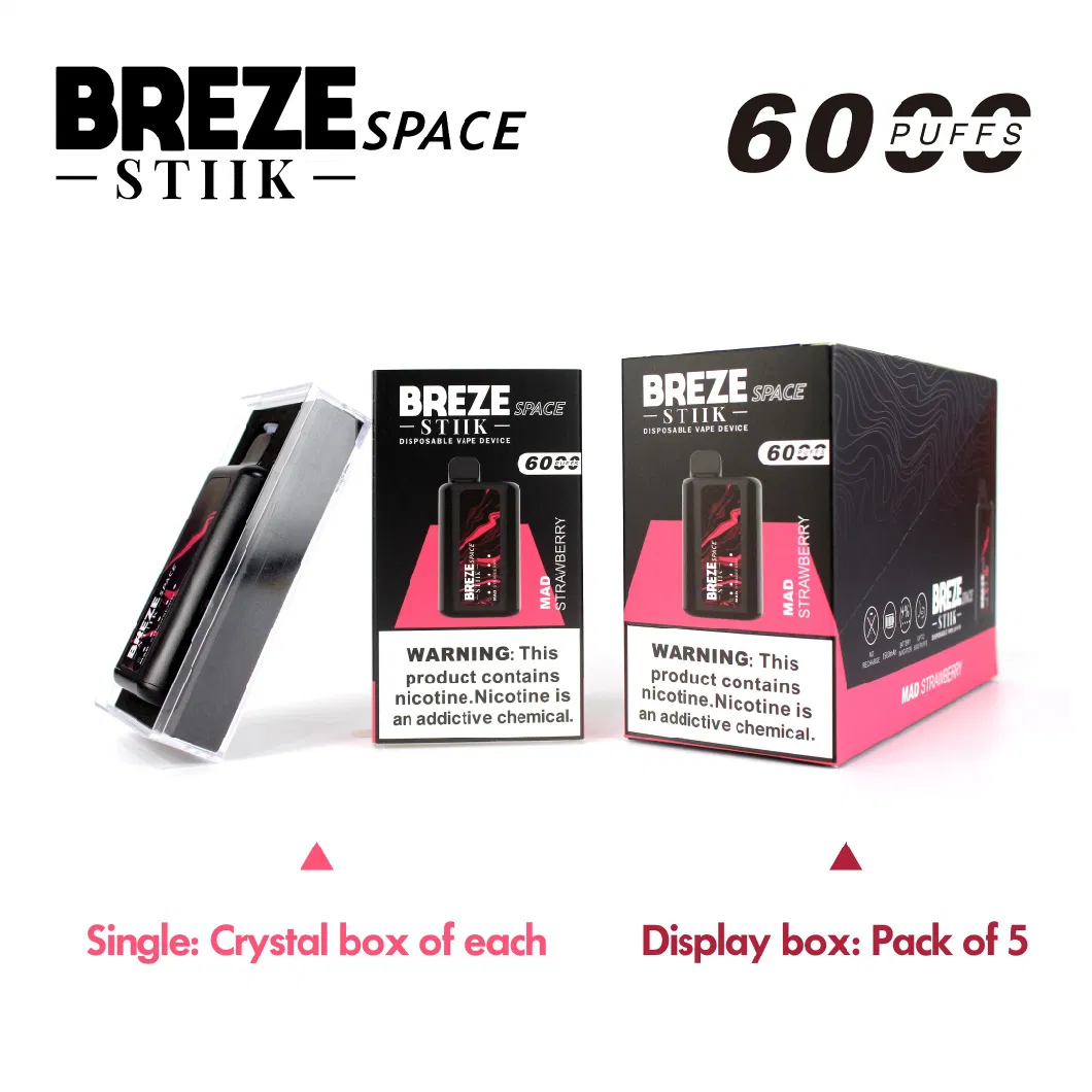 Factory Directly Sell Low MOQ 6000 Puffs Breze Smoke Disposable Vape 1500mAh Battery 13ml Nicotine Salut Juice E Cigarette