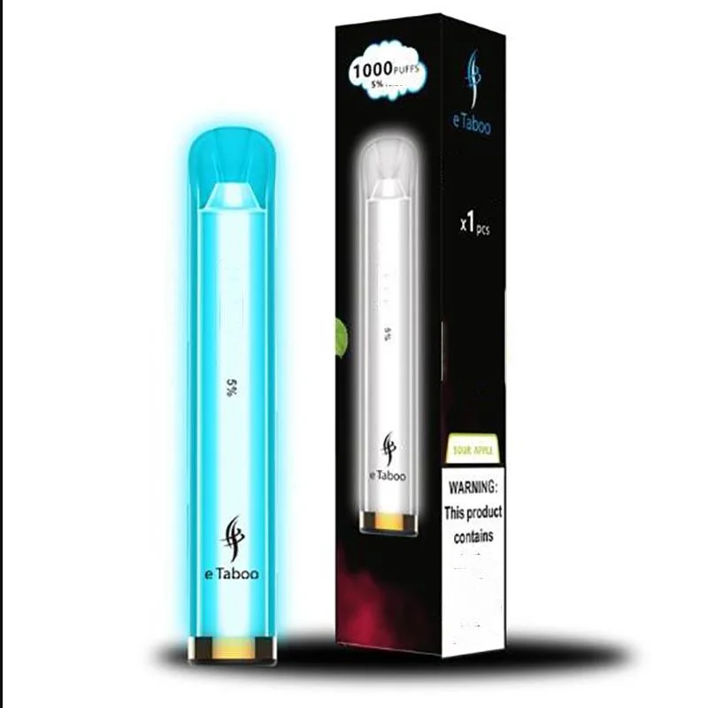 Disposable Vape Pen E-Taboo RGB 1000puffs Light Glowing Vape Pod Device Vs Puff Plus Electronic Cigarette