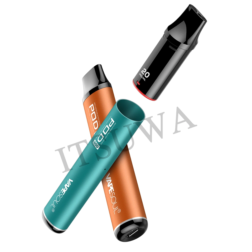 Vapesoul Disaposable Vape E Cigarette Starter Kits 0%/2%/5% Nicotine Wholesale I Vape 600 800puffs Pen Style Vaporizer Hookah