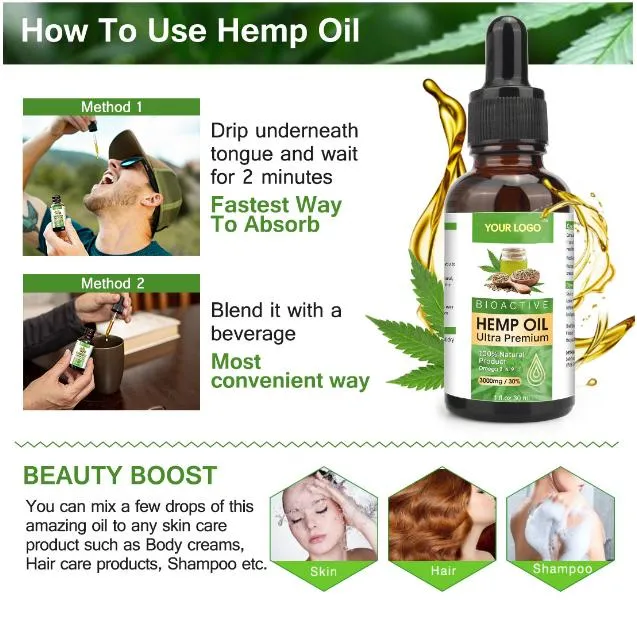 100% Natural Organic Hemp Oil for Shoulder Neck Body Massage SPA