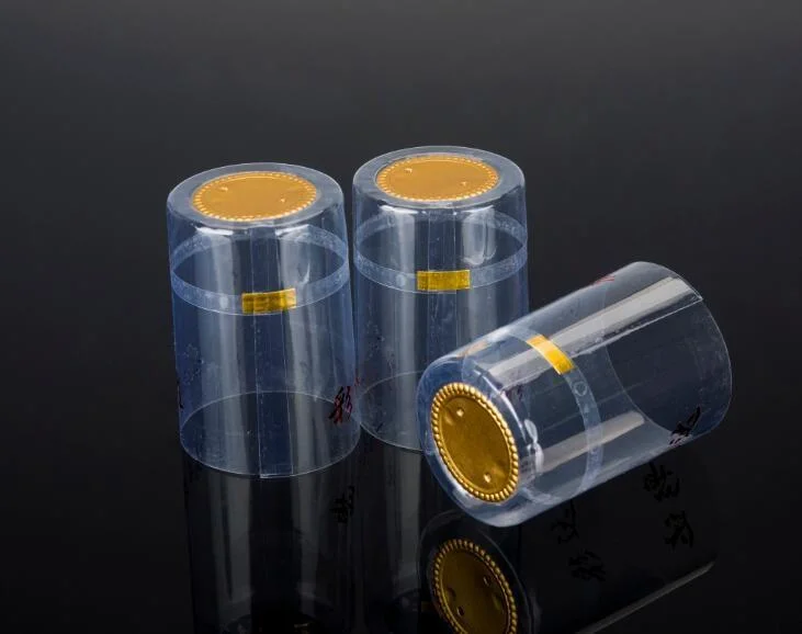 Wholesale Transparent Gold Black Color PVC Heat Shrinkable Capsules with Tear Strip