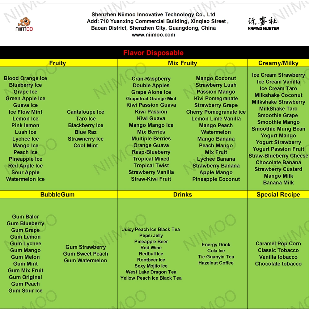 Niimoo 11ml Package Best Flavour for Disposable Vape Pod