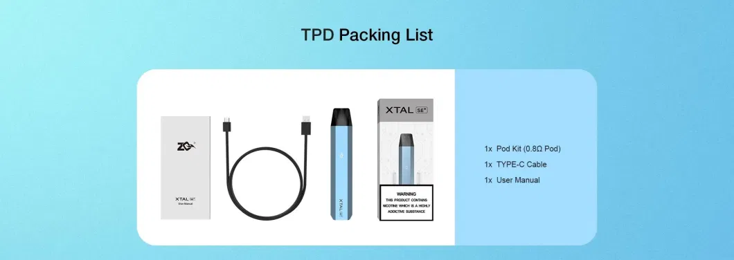 Germany Tpd Pod Kits No Leakage Skey Zq Xtal Se+ Refillable 1.8ml Cartridge 800mAh Vape Open Pod System E-Cig Starter Kits