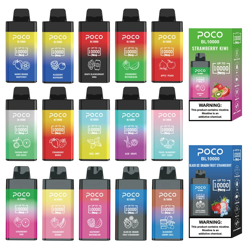 Original 10000 Puffs Electronic Cigarette Poco Bl10000 Disposable Vape Pen Rechargeable Airflow Adjustable 20ml 15 Flavors Device Vapor Pen EU USA Warehouse