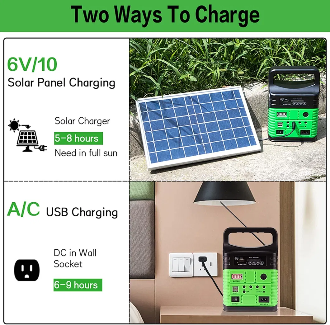 Solar Panel Lighting System with TF/USB Speaker Solar Powered LED Energy System Kit with 3PCS LED Bulb, Generation System Outdoor Small DC Solar Panels Charging