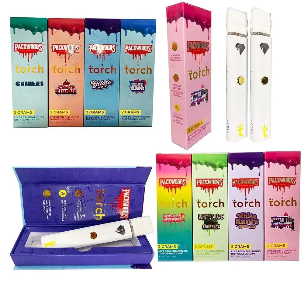 High Quality Disposable Vape Pen Empty Pods Vape Cartridge Rechargeable Start Kits Thick Oil Vapes 2ml Packwoods Torch Diamond Vape