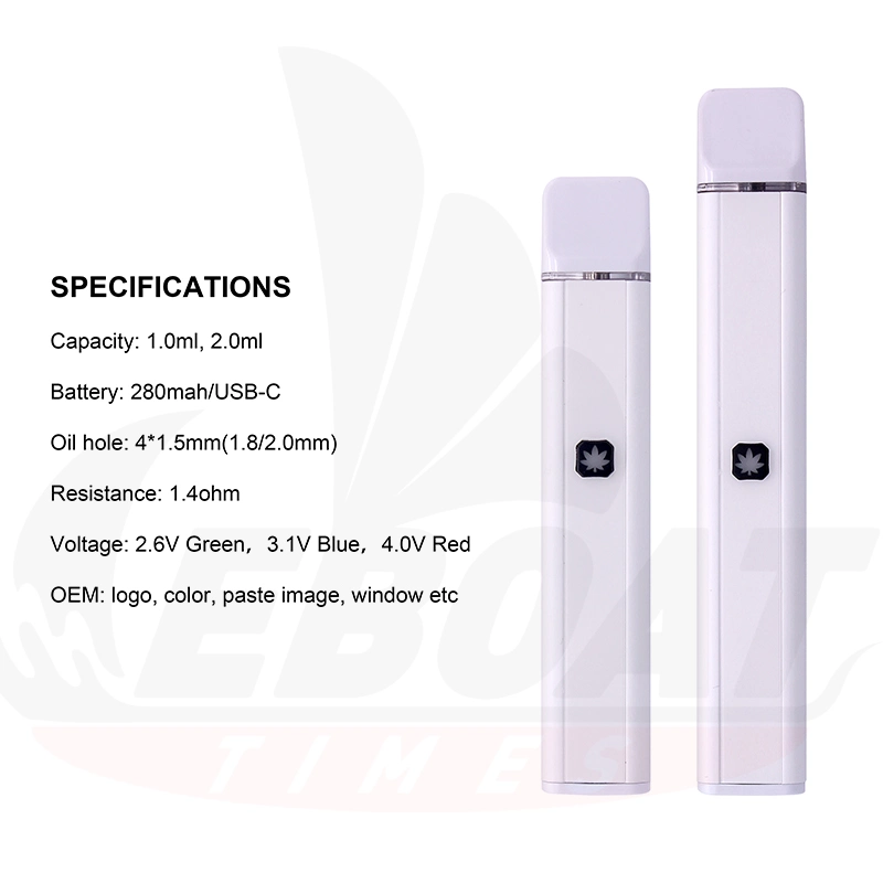 2ml Empty Vape Pen Pod System Preheat Button Delta Hhc Disposable Vape