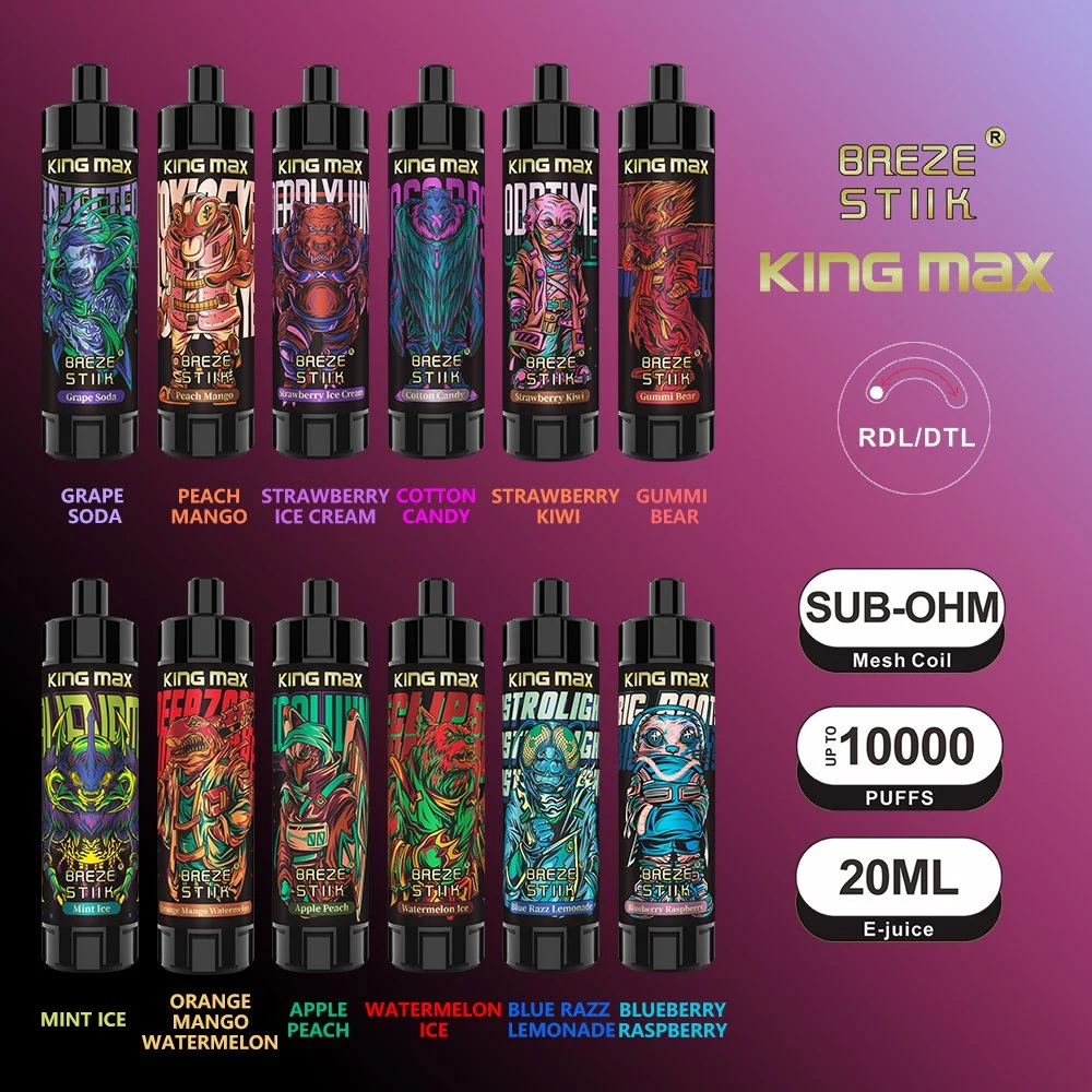 Breze Stiik King Max 10000 Puffs Disposal Vape or Electronic Cigarette 20ml Oil Juice Mesh Coil OEM ODM E Cigarette Vs Randm Tornado 10000 Vapes