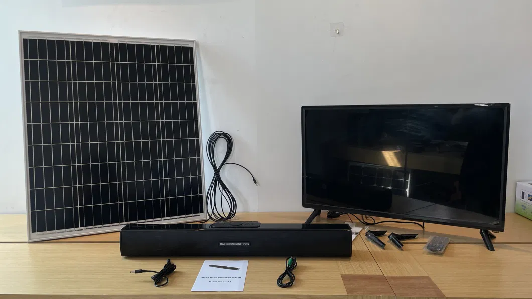 Pcv Solar Soundbar TV System Solar off-Grid System Portable Power Station for TV+Fan+Lights with USB Phone Charging Interface