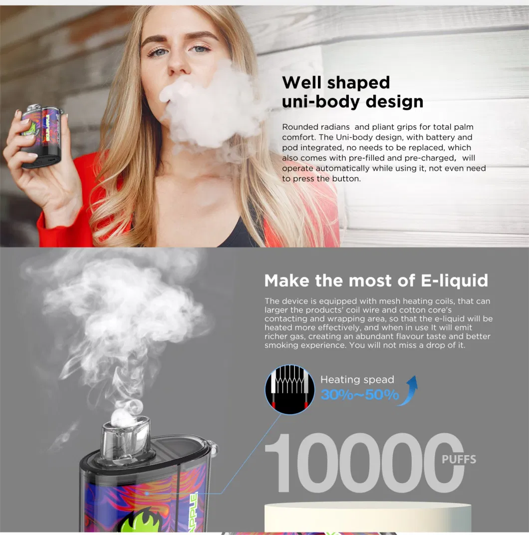 Vapesoul 10000 Puffs Disposable Vape 50mg Nicotine Electronic Cigarette Malaysia USA Hot Sale China Factory Dubai Warehouse Gold Wholesale Smoking Vape