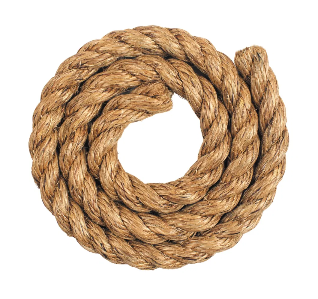 Factory Wholesale Twist 3/4 Strands Natural Manila/Sisal Jute Hemp Twist Fiber Rope for Marine and Fishing