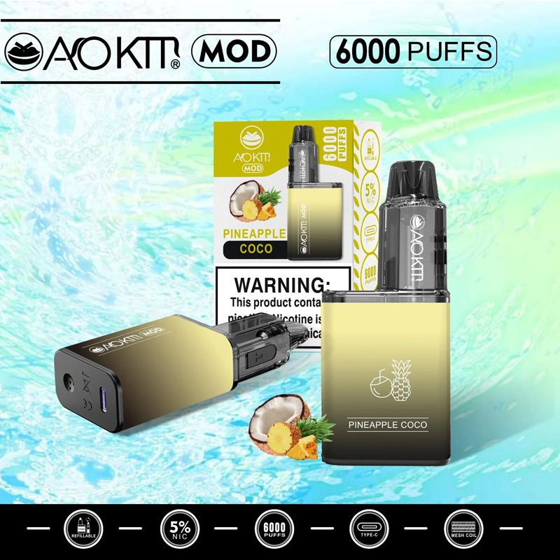 Zbood OEM ODM Aokit Mod Refillable 6000puffs UK 10K 5500 Biff Trans Fluum Elfworld Device Disposable Vape