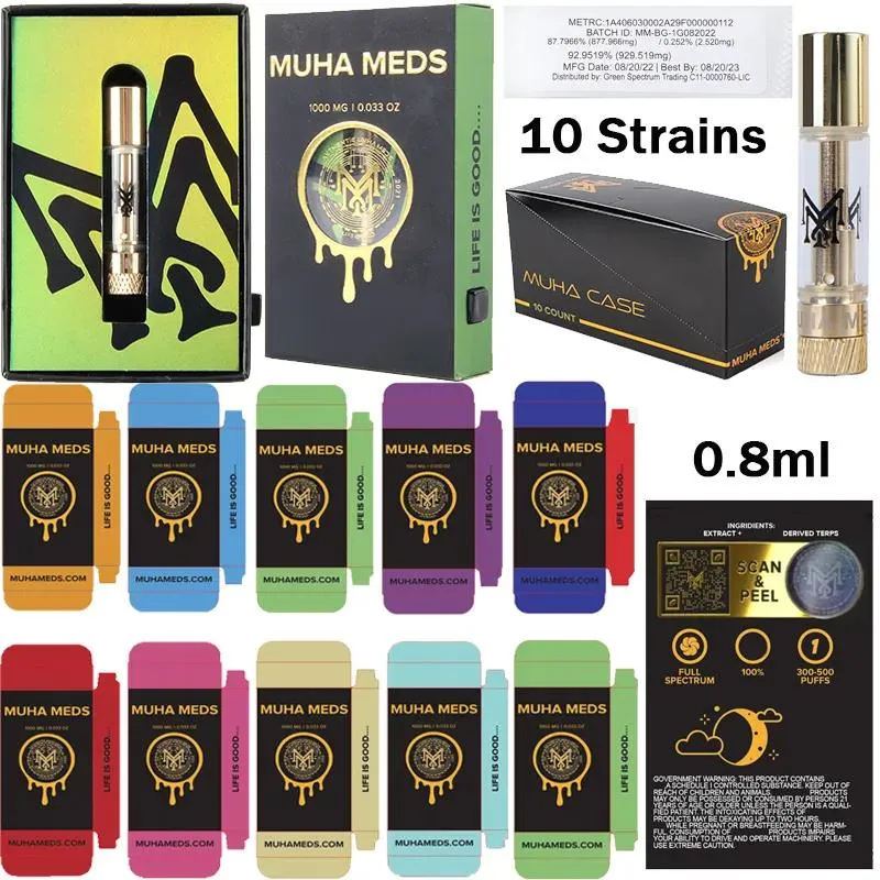 Hot Selling in Mexico 510 Disposable Vape Pen 0.8ml 1ml Muha Meds Cartridge E-Cigarette Vaporizer mm Carts