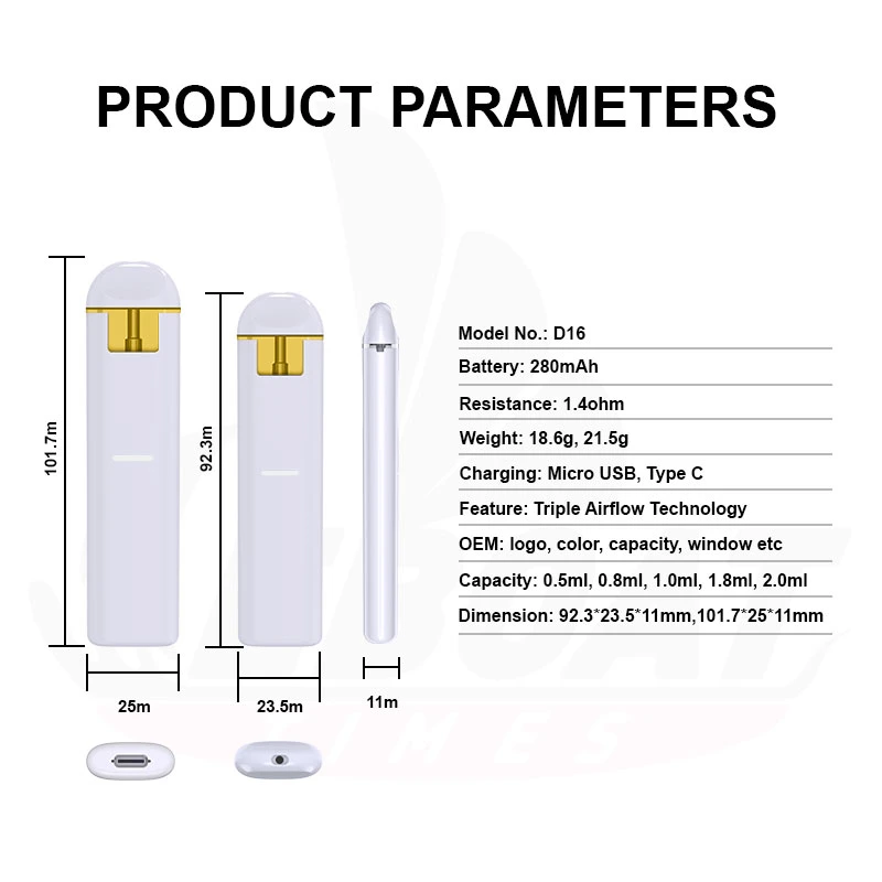 Nuvata Type C Rechargeable Sativa Indica 2g Oil Vaporizer Binoid Disposable Vape with Different Windows