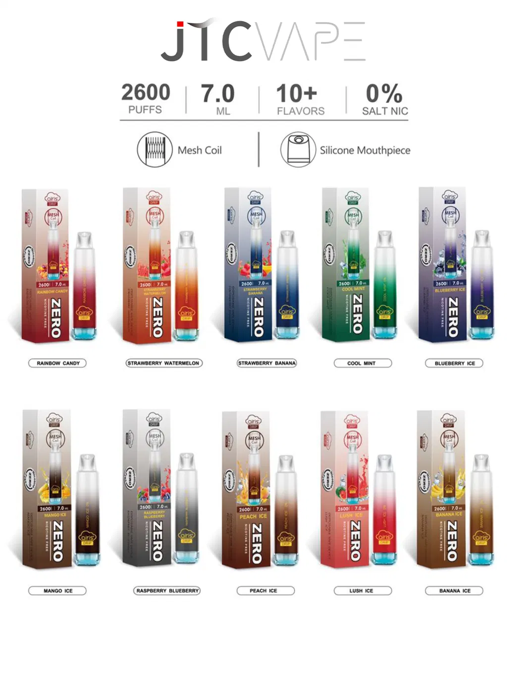 Airis Drip 0% 2600puffs Disposable Vape in Stock Hot Selling Pen Torch Lighter