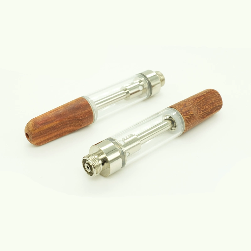 Wood Tip 0.5ml 1.0ml 510 Thread Vaporizer Ceramic Coil Glass Tank Smoking Carts Oil Cartridges Vape Atomizer