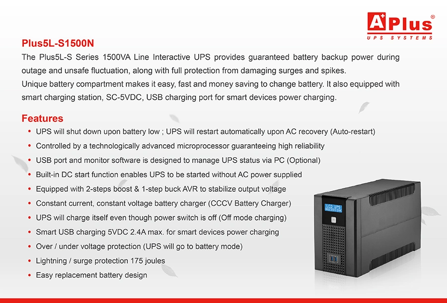 Offline UPS Power System 1500va with Smart USB Charging