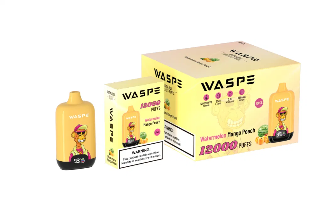 Wholesale Smart Display Cheap Disposable Waspe 12000puffs 0/20/30/50mg Nicotine Vape Pen