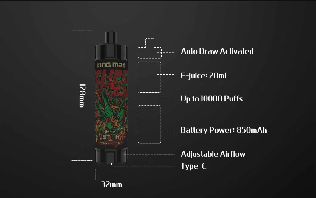 Breze Stiik King Max 10000 Puffs Disposal Vape or Electronic Cigarette 20ml Oil Juice Mesh Coil OEM ODM E Cigarette Vs Randm Tornado 10000 Vapes