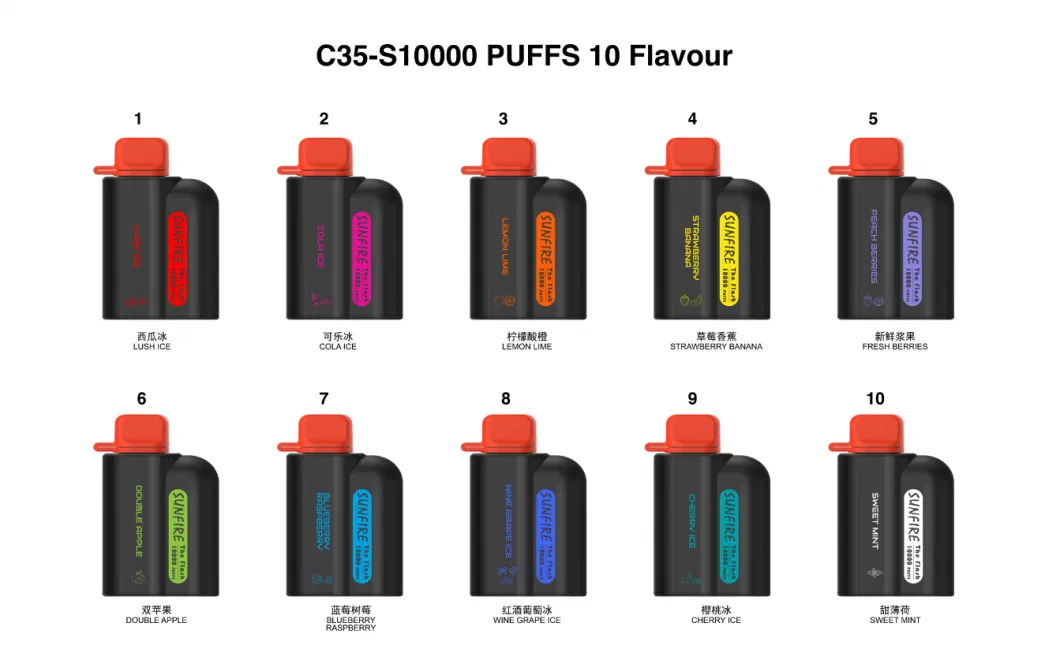 Custom Sunfire Direct to Lung (DTL) Vs Mtl Hit Smooth Pod Systems Pen Kits 10000 10K Puffs 10000puffs Shisha Hookah Disposable Nic Salt Vape Fast Shipping