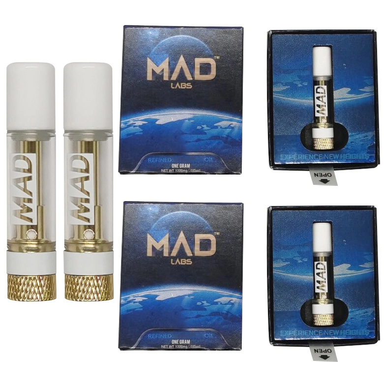 Customize Empty Mad Labs Tank Atomizer Diposable Vape Pen Pod Packaging 1ml 1.0ml 1000mg 1g 1 0.8ml 0.8 Ml 510 T Threaded Live Resin Ceramic Coil CB.D Cartridge