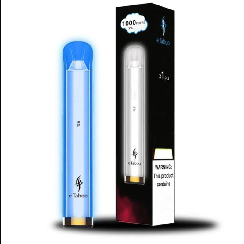 Disposable Vape Pen E-Taboo RGB 1000puffs Light Glowing Vape Pod Device Vs Puff Plus Electronic Cigarette