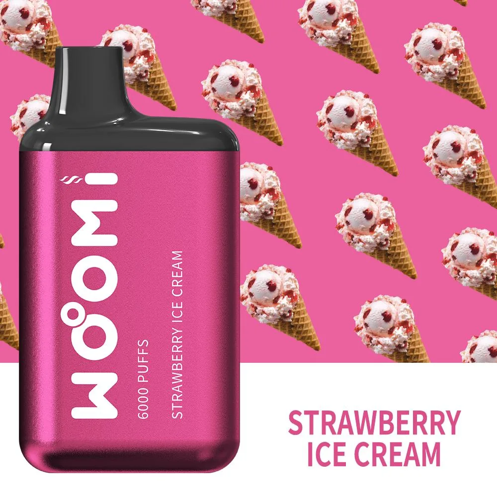 Woomi Ready to Ship 6000puff 14ml E-Liquid Strawberry Ice Cream Mesh Coil OEM/ODM Rechargeable Disposable Vape