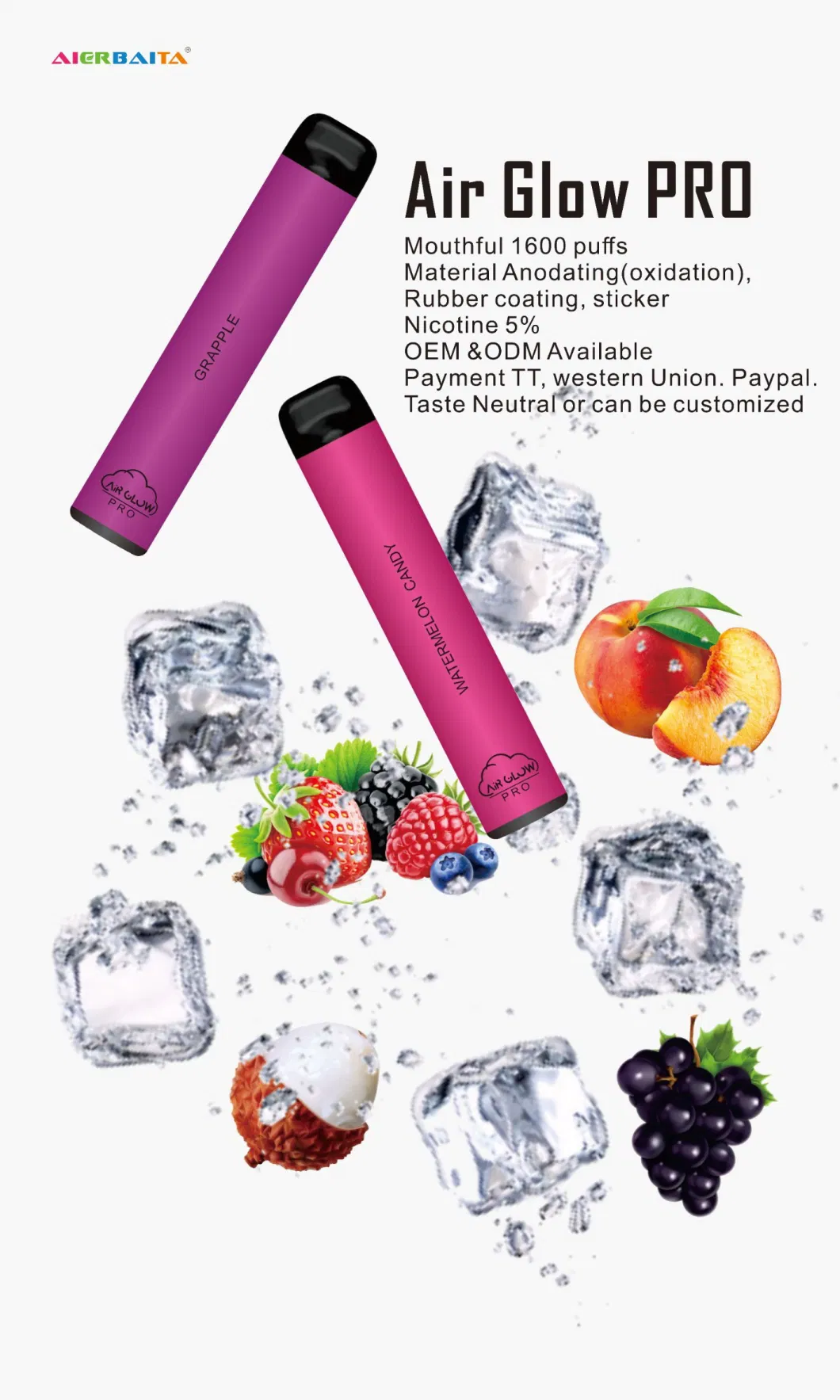 2022 Wholesale Air Glow PRO 1600 Puffs Vape Pen Disposable Vapes with 5% Salts Nick