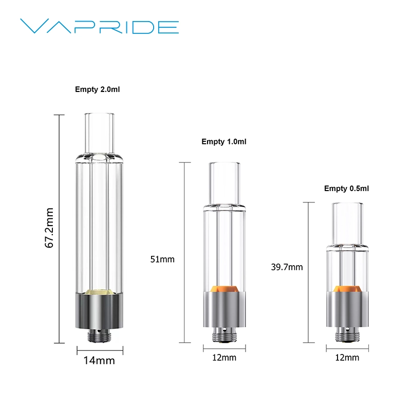 Custom Packaging 510 Thread Empty All Glass Thick Oil Vape Cartridge 0.5ml 1ml 2ml