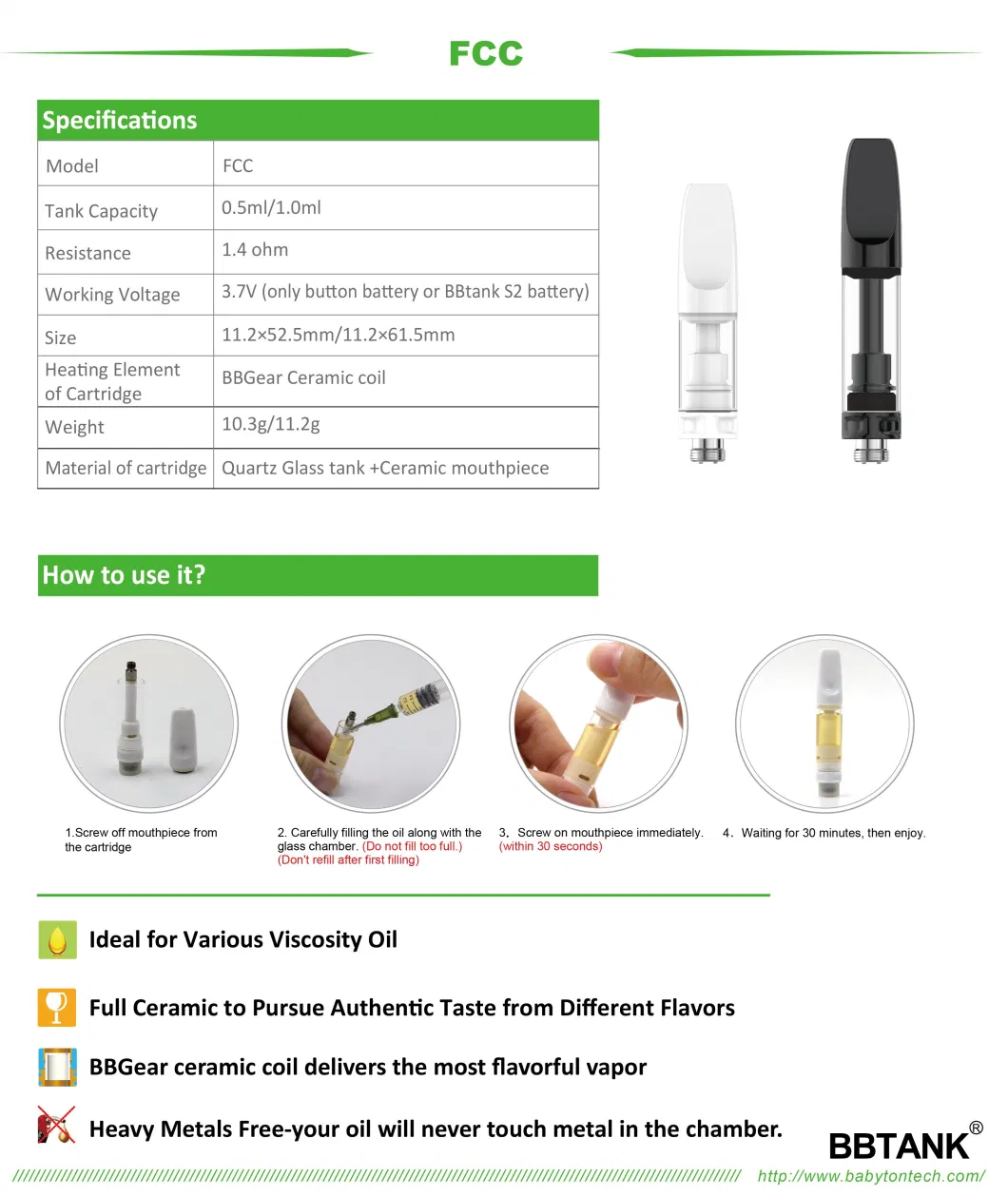 Full Ceramic Thick Oil Suitable Disposable Vape Cartridge