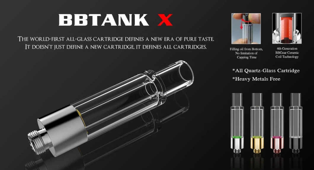 China Wholesale Bbtank X All Glass Ceramic Vape Cartridge 510 Atomizer