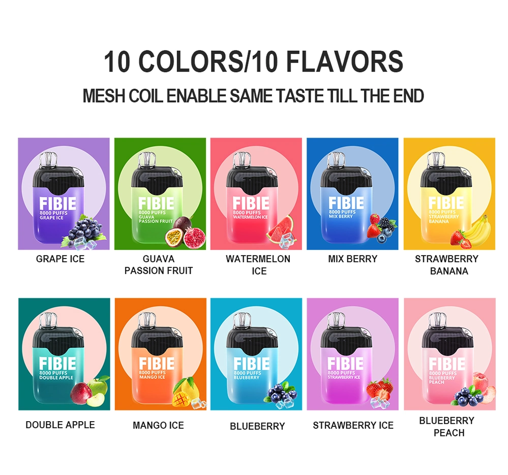 Shenzhen Fibie PRO 8000 Puffs Disposable Vapes Juice E Cigarette Original Factory OEM ODM I Vape Puff Bar 550mAh Rechargeable 16ml Wholesale I Vapers