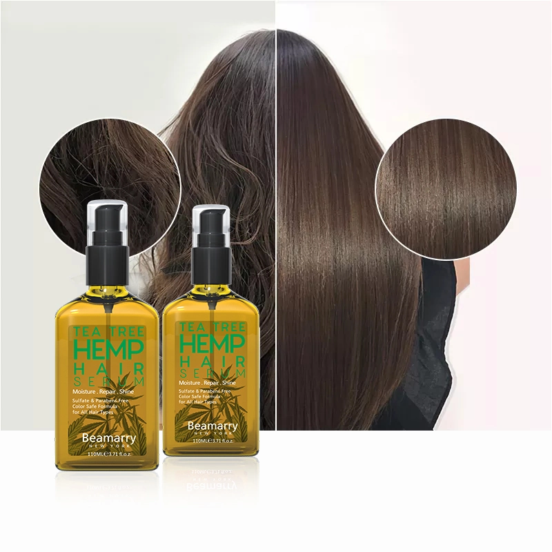 OEM Customized Label Sulfate Free Anti Hair Loss Organic Tea Tree Hemp Hair Serum Oil for All Hair Types