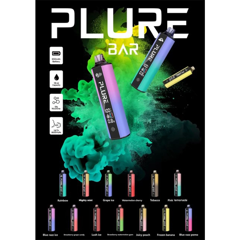 Wholesale Vaper Plure Bar 8000 Puff New Disposable Vape Refillable 10ml Juice Reference Fob Price
