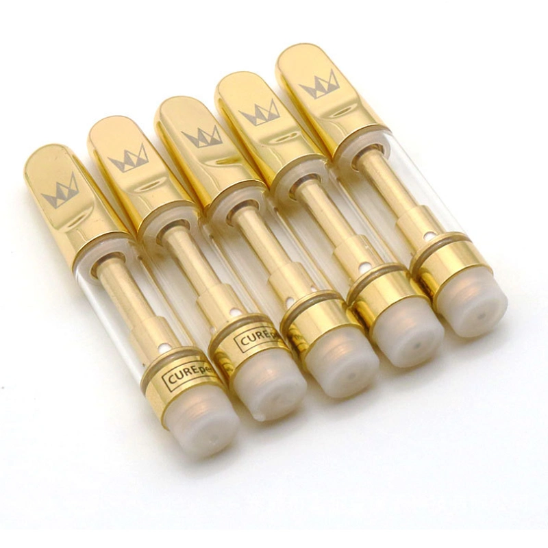 West Coast Cure Pen Vape Cartridges Gold Atomizers 0.8ml 1.0ml Golden Ceramic Glass 510 Thread Thick Oil Curepen Carts