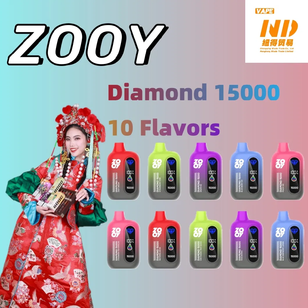 Blue Raspberry 2024 New Version Vape Zooy Diamond 15000 Factory Directly Selling Vaporizer Disposable Electronic Cigarette