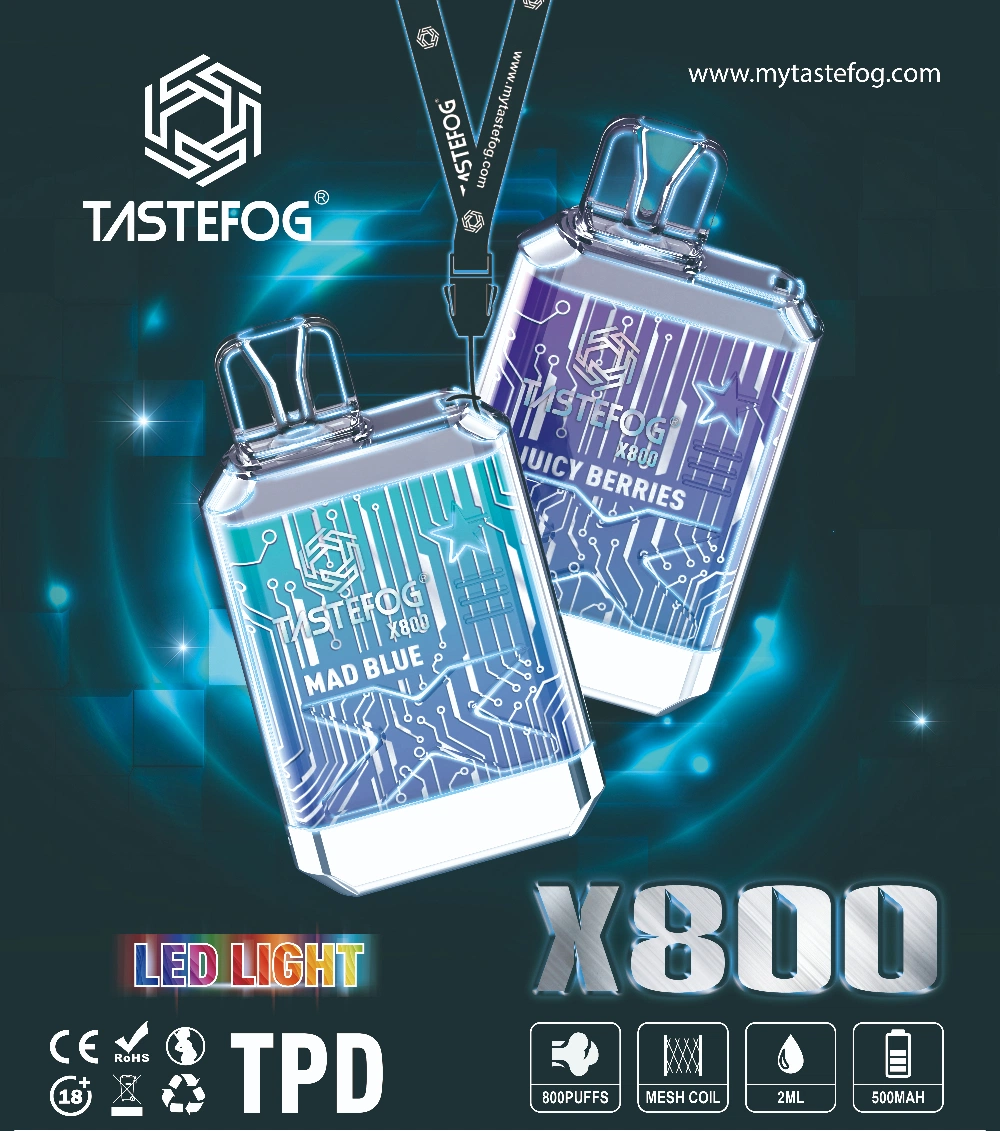 Wholesale New Tastefog X800 800puffs Disposable Vape Box Crystal LED Flashlights 2ml Tpd Version