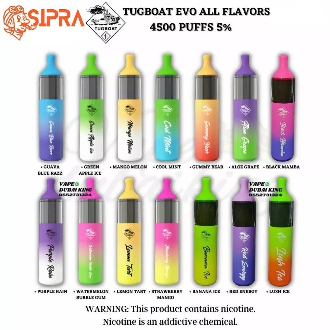 Hookah Shisha Pen Price The Purest and Strongest Flavor Production Tugboat Evo 4500 Puffs Disposable Vape