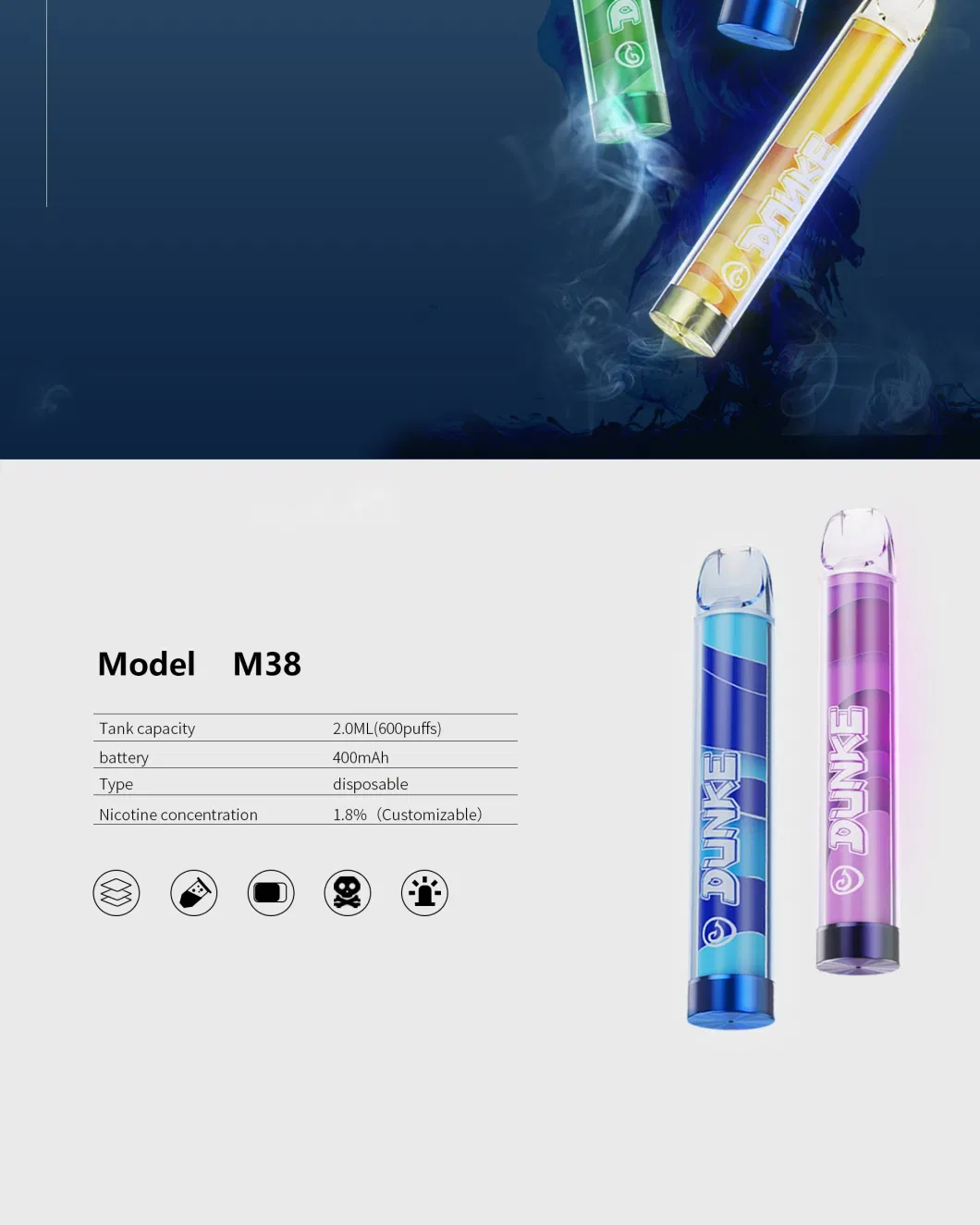 Electronic Cigarette 600 Puff LED Ske Crystal Bar Wholesale I Disposable Vape Cheap Price OEM E Liquid Drop Shipping Bang XXL Pod Waka Elf