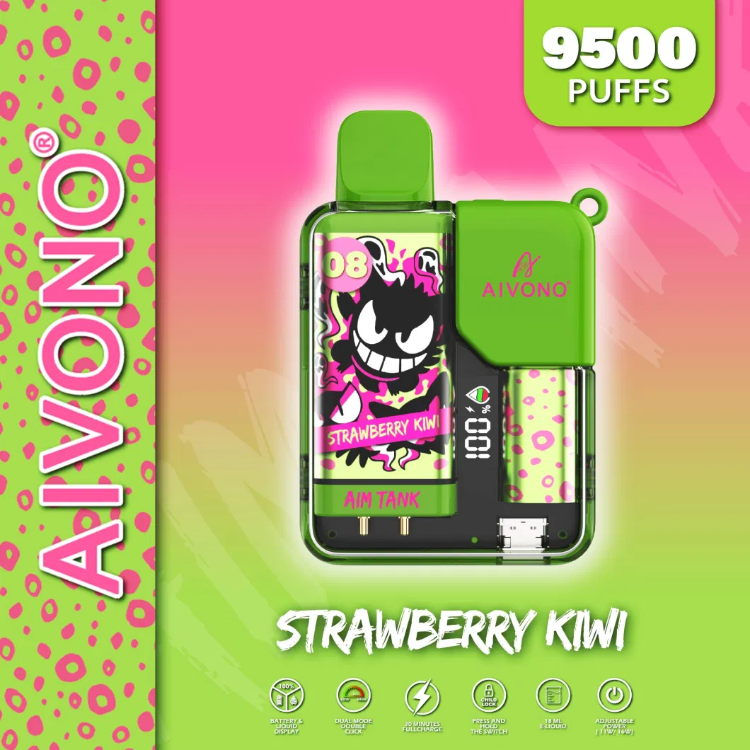 Aivono Aim Tank 9500 Puffs 15 Flavors 0% 2% 3% 5% Nicotine Kids Lock with Color Display Adjust Power Factory Disposable E-Cigarette Vape