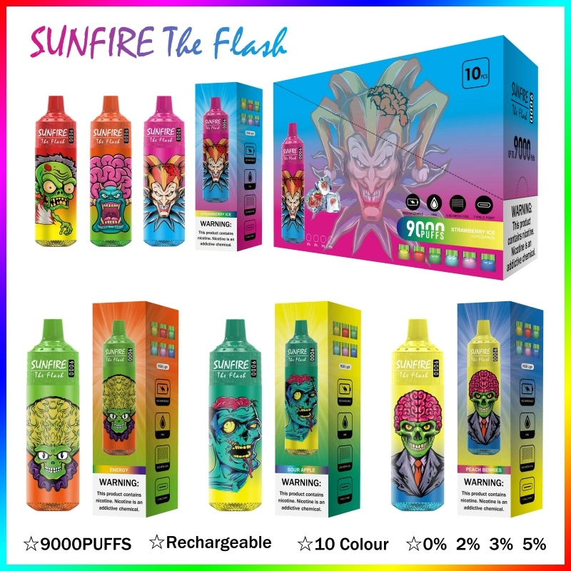 Wholesale Disposable Best Cheap Price Sunfire Tornado 5000 7000 8000 9000 10000 12000 Puff Crystal Vape E-Cigarette Vaporizer RGB Light