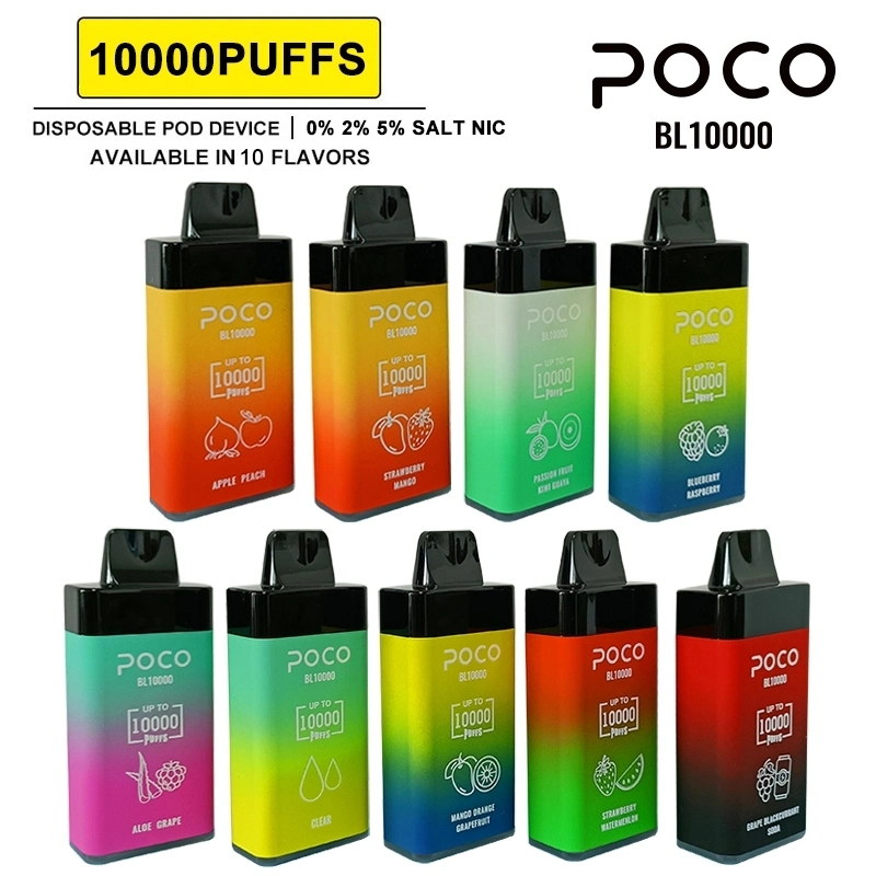 EU USA Warehouse Original 10000 Puffs Disposable Vape Poco Bl10000 Electronic Cigarette Vape Pen Rechargeable Airflow Adjustable 20ml 10 Flaovrs