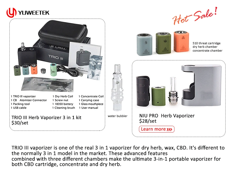Trio III Billet Box Wax Electronic Cigarette Wholesale Pipe Wax Crack Dry Herb Vaporizer Reusable Compatible Vape Box Mod Device Pod System