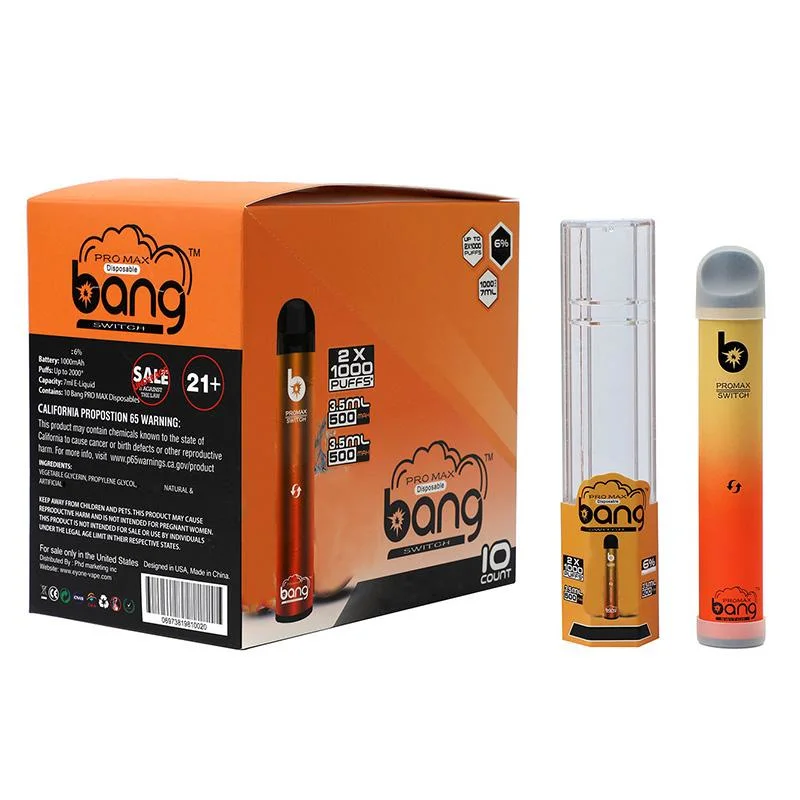 Bang PRO Max Switch 2 in 1 Double Pod Disposable 1000+1000 Puffs Vape Vaporizer Vape Electronic Cigarette Vaporizer E-CIGS