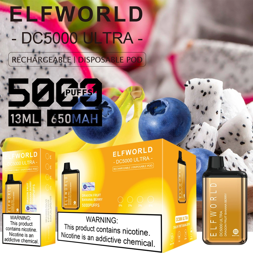 Disposable Vape Elfworld DC5000 Ultra Good Taste High Quality E-Cigarette Vape Box