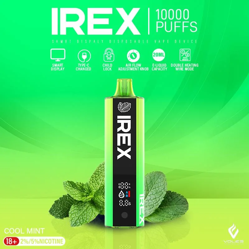 Irex 10000 Puffs Vape Voltbar Wholesale Rechargebale Digital Screen Lock Omd Vape Jnr Shisha Hooka Aroma King Gem Vapeme 12000 Direct to Lung Disposable Vape