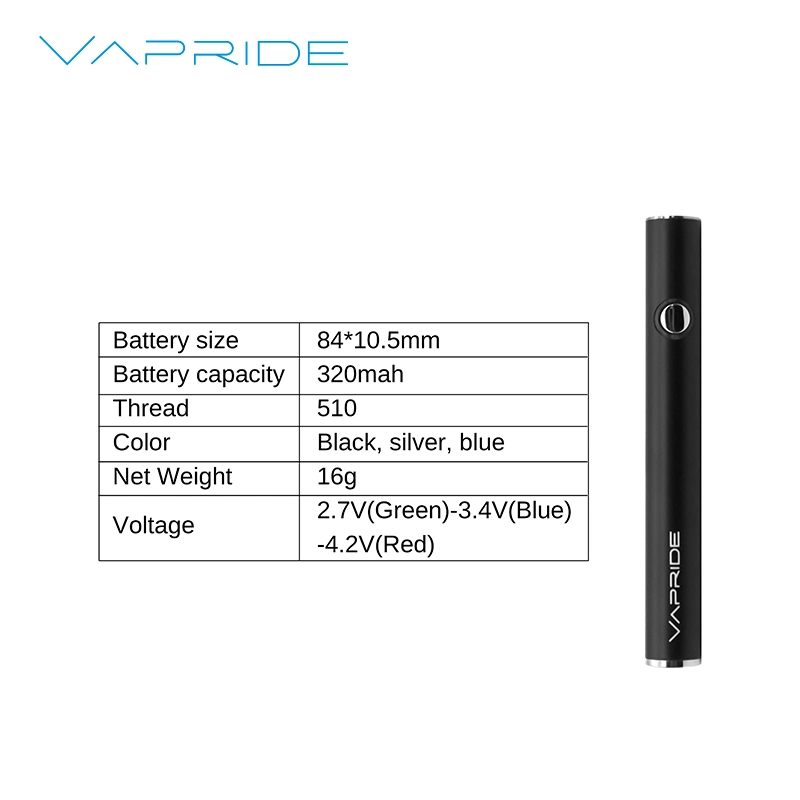 Vapride E Cigarette Battery 320mAh Preheat 510 Battery