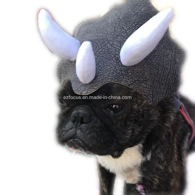 Pet Dog Hat Triceratops Dinosaur Headwear Party Costume Adjustable Headgear for Outdoor Halloween Costume Party Wbb12622