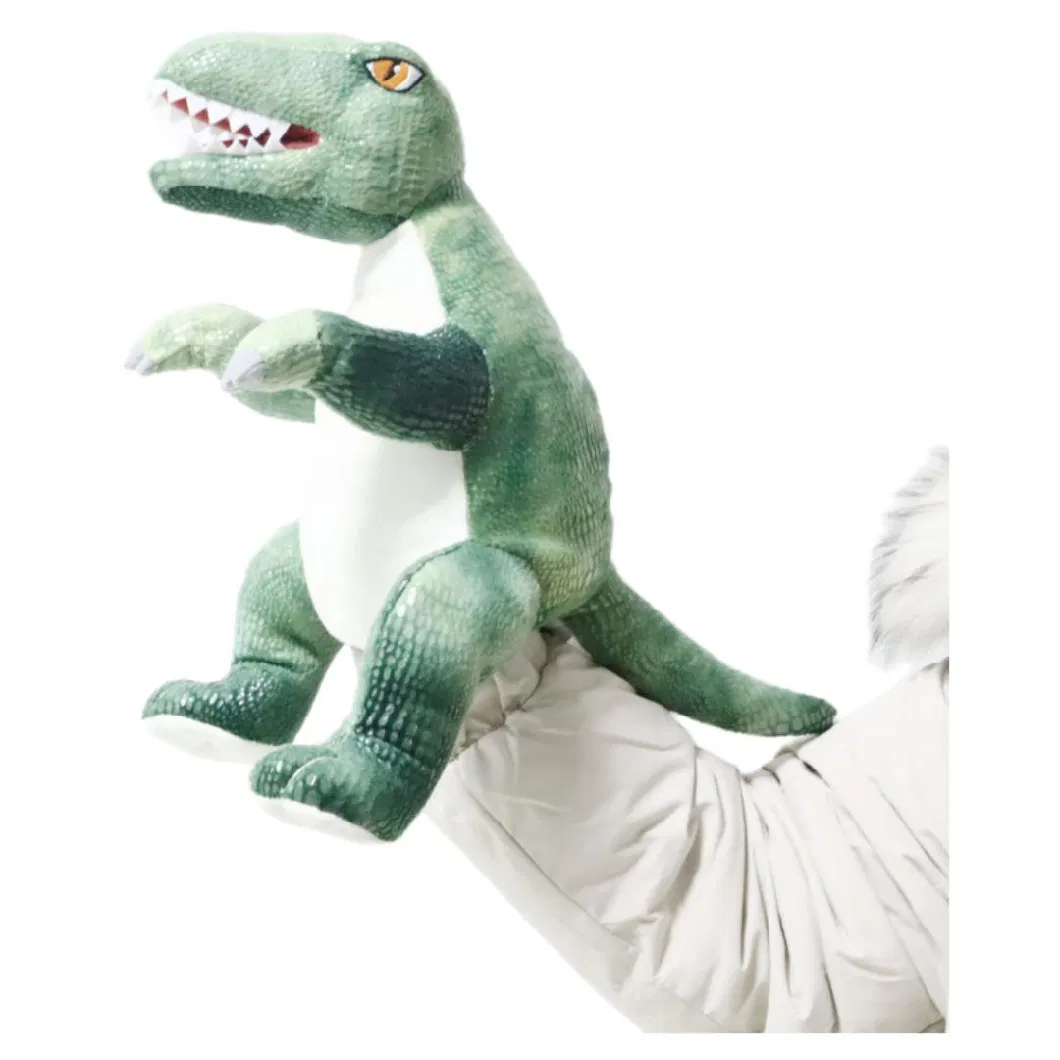 Custom 25cm Hand Puppets Plush Dino Toys Kids Soft Stuff Dragon Animal Dinosaur in Jurassic Period T-Rex Green Tyrannosaurus Rex Puppet