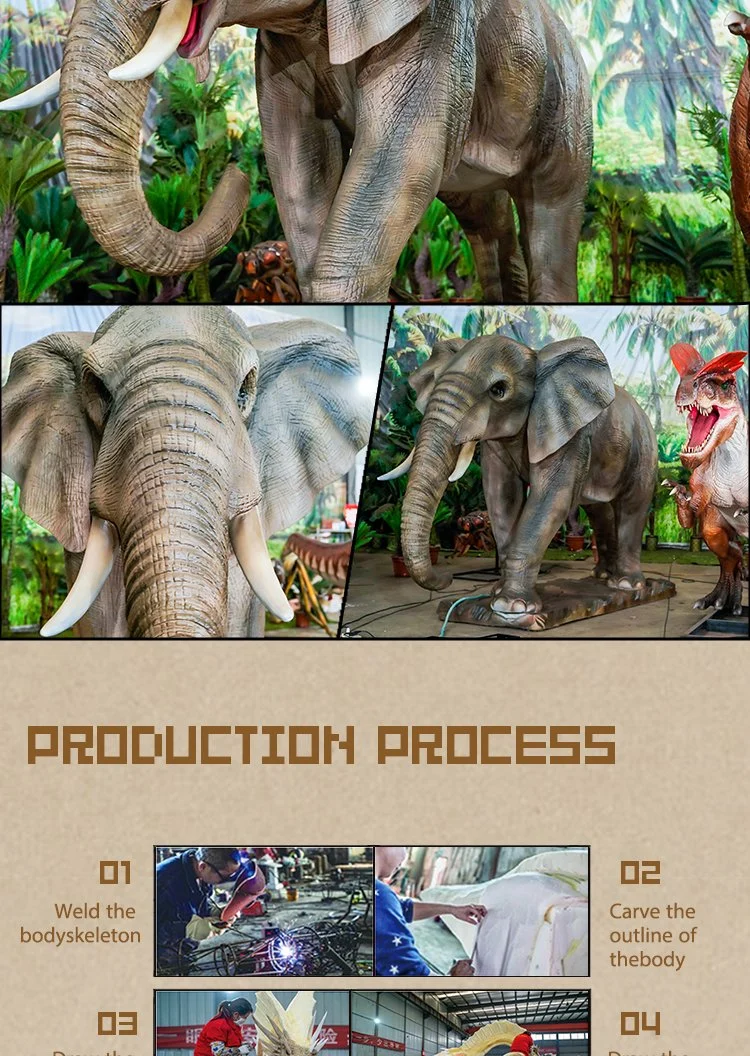 Animatronics African Elephant Model Outdoor Playground Outdoor Large Simulation Elephant for Exhibition